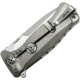 Lionsteel SR11 Framelock Tiium Folding Knife, 3.75in Satin Sleipner Tool Steel Drop Point, Gray Textured Titanium Handle, Glass Breaker, Pocket Clip, Black Leather Sheath, SR11 G