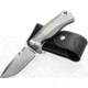 Lionsteel SR11 Framelock Tiium Folding Knife, 3.75in Satin Sleipner Tool Steel Drop Point, Gray Textured Titanium Handle, Glass Breaker, Pocket Clip, Black Leather Sheath, SR11 G
