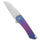 Machinewise MachineWise Mojave Flipper Knife Midnight Fade Stars Ti 3.50" SW S90V, Blue/Purple, CPM S90V, adult, BHQ-235894