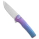 Machinewise Sonora Integral Folding Knife, 3.40in, CPM 20CV, Drop Point Blade, Titanium, Blue/Purple Handle, Diamond Texture Midnight Fade Ti, Blue/Purple/Gray, 7.80 inch, BHQ-210680