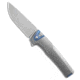 Machinewise Sonora Integral Folding Knife, 3.40in, CPM 20CV, Drop Point Blade, Titanium, Blue/Gray Handle, Fine Step Texture Ti, Blue/Gray/Gray, 7.80 inch, BHQ-209060
