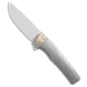 Machinewise Sonora Integral Folding Knife, 3.40in, CPM 20CV, Drop Point Blade, Titanium, Gray Handle, Fine Step Texture Raw, Gray/Gray, 7.80 inch, BHQ-210679