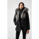 Mackage Akiva Waterproof Down Coat w/ Fur Hood, Black / Silverfox Fur, Extra Small, Akiva-XR-Black/Silver-XS