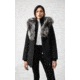 Mackage Akiva Waterproof Down Coat w/ Fur Hood, Black / Silverfox Fur, Extra Small, Akiva-XR-Black/Silver-XS