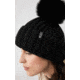 Mackage Doris Classic Knit Hat w/ Fox Fur Pompom - Womens, Black/Black, One Size, Doris-R-Black/Black