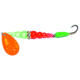 Macks Lure Kokanee Killer Number 6 Single Hook, 48in Leader, Orange Blade/Flo Green/Flo Orange Bead/Green Glo Hook, 16210
