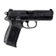 FN Herstal FNP-45 Pistol, .45 ACP, 4.5 in barrel, black polymer frame, interchangeable backstrap grip, recoil operated semi-automatic, double-action, frame mounted ambi decock/safety, fixed 3-dot, 14 round magazine, FN-FNP-45-FRRMPG
