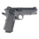 Les Baer 1911-Black-Baer Pistol, 9mm Luger, 4.25 in barrel, black finish steel frame, checkered black grip, recoil operated semi-automatic, single-action, fixed combat night sights, 9 round magazine, LB-1911-BLK-BAER-FRRMPG