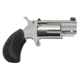 North American Arms Pug Revolver, .22 Winchester Magnum Rimfire, 1 in barrel, stainless steel frame, black rubber grip, revolving chamber, single-action, no manual safety, tritium bar-dot, 5 round magazine, NAA-PUG-FRRMPG