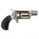 North American Arms Wasp Revolver, .22 Winchester Magnum Rimfire, 1.125 in barrel, stainless steel frame, black rubber grip, revolving chamber, single-action, no manual safety, fixed blade and notch, 5 round magazine, NAA-WASP-FRRMPG