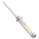 Mago 11" Italian Stiletto OTF Automatic Bayo Knife Sim Ivory 4.75" Satin, Tan, Stainless Steel, adult, BHQ-120337