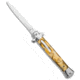 Mago 11" Stiletto OTF Automatic Knife Yellow Acrylic 4.8" Satin Dagger w/o Clip, Black/Gold, Stainless Steel, adult, BHQ-143903