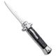 Mago 9" Italian Stiletto OTF Automatic Knife Black Marble 3.8" Satin w/o clip, Black, Stainless Steel, adult, BHQ-98335