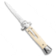 Mago Mago 9" Italian Stiletto OTF Auto Knife Sim Ivory 3.9" Satin Bayo w/o Clip, Yellow, Stainless Steel, adult, BHQ-143889