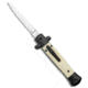 Mago Mago 9" Italian Stiletto OTF Auto Knife Sim Ivory Black Bolsters 3.75" Satin, White, Stainless Steel, adult, BHQ-137291