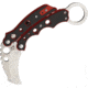 Mantis Vuja De Karambit Red Folding Knife, 2in M-Vx SS Hawkbill Blade With Dual Thumb Studs, Balisong Style Black/Red G-10 Handles, MK4R