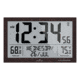 Marathon Slim Atomic Full Calendar Wall Clock w/ Indoor/Outdoor Temperature, Wood, 14.6in x 1.2in x 9in, CL030066-WD-FD-NA