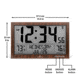 Marathon Slim Atomic Full Calendar Wall Clock w/ Indoor/Outdoor Temperature, Wood, 14.6in x 1.2in x 9in, CL030066-WD-FD-NA