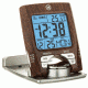 Marathon Travel Alarm Clock w/Calendar and Temperature, Wood, CL030023-WD-SV-NA