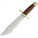 Marbles Bowie Stacked Leather Knife, 16.25in Overall, 10.5in Satin SS Clip Point Blade, Stacked Leather Handle, Brass Guard, Brown Leather Sheath, MR555/ SM1018