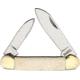 Marbles Canoe White Smooth Bone Folding Knife, Mirror finish stainless spear and pen blades, White smooth bone handle, MR580 / PK352WH