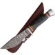 Marbles Horn Damascus Knife, 9in Overall, 4.5in Damascus Steel Blade, Jigged Horn Handle, Brown Leather Sheath, MR460 / EG-741