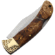 Marbles Large Lockback Burl Wood Folding Knife, 3.5 satin finish stainless clip point blade, Burl wood handle, BF210643