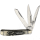 Marbles Three Blade Serpentine Folder Folding Knife, Mirror finish stainless clip, long clip, and spey , Black stag bone handle, KB313 / MR481