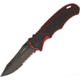 MARSER Kampfer 9 Linerlock Black/Red Folding Knife,4in,Partially Serrated,Black MRSKA9