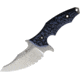Maserin Badger Fixed Blade Knife, 4.25 stonewash finish partially serrated D2 tool , Black and blue sculpted G10 handle, 940G10G