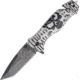 Master Collection Skull Rescue Folder A/O Fold Knife, SS Assist Tanto Blade, Silver Handle MCA007SB