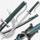 Master Cutlery Fixed Blade, 41in, Carbon Steel Blade, Emerald Green Corp Wrapped Handle JL-590
