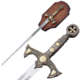 Master Cutlery Fixed Blade, 47in, Stainless Steel Blade, Intricate Gold Metal Plate On Handle C-94
