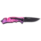 Master USA Drop Point Spring Assisted Knife, 3.5 in, 3Cr13 Stainless Steel Stainless Steel, Pink Camo, MU-A001PK