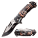 Master USA Embossed Printing Spring Assisted Knife, 3.75 in, 3Cr13 Stainless Steel Stainless Steel, Drop Point, Black/Red, MU-A116C