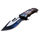 Master USA Embossed Printing Spring Assisted Knife, 3.75 in, 3Cr13 Stainless Steel Stainless Steel, Drop Point, Black/Red, MU-A116C