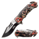 Master USA Embossed Printing Spring Assisted Knife, 3.75 in, 3Cr13 Stainless Steel Stainless Steel, Drop Point, Red/Brown, MU-A116B