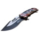 Master USA Embossed Printing Spring Assisted Knife, 3.75 in, 3Cr13 Stainless Steel Stainless Steel, Drop Point, Red/Brown, MU-A116B