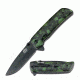 Master USA Folding Blade, 3.5in, Stainless Steel Blade, Green Skull Camo Nylon Fiber Handle MU-A005GN