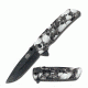 Master USA Folding Blade, 3.5in, Stainless Steel Blade, Grey Skull Camo Nylon Fiber Handle MU-A005GY