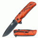 Master USA Folding Blade, 3.5in, Stainless Steel Blade, Orange Camo Nylon Fiber Handle MU-A005OC