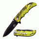 Master USA Folding Blade, 3.5in, Stainless Steel Blade, Yellow Camo Coated Nylon Fiber Handle MU-A029YC