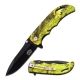 Master USA Folding Blade, 3.5in, Stainless Steel Blade, Yellow Camo Coated Nylon Fiber Handle, MU-A029YC