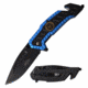 Master USA MU-A056BL Spring Assisted Knife, 3.1in, 3CR13 Stainless Steel, Spear Point, Black Blade, Injection Molded Handle, Blue/Black, MU-A056BL