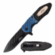 Master USA MU-A059BL Spring Assisted Knife, 3.5in, 3CR13 Stainless Steel, Spear Point, Black Blade, Injection Molded Handle, Blue/Black, MU-A059BL