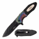 Master USA MU-A059RB Spring Assisted Knife, 3.5in, 3CR13 Stainless Steel, Spear Point, Black Blade, Injection Molded Handle, Rainbow/Black, MU-A059RB