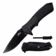 Master USA MU-A062BK Spring Assisted Knife, 3.5in, 3CR13 Stainless Steel, Spear Point, Black Blade, Injection Molded Handle, Black, MU-A062BK