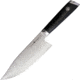 Mattia Borrani Cutlery Bowie Chef 7in Damascus Knife, 7 blade, Black linen micarta handle, B087A
