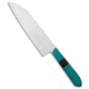 Mattia Borrani Mattia Borrani Teal Hanscarta Chefs 7" Santoku, Green, AEB-L, adult, BHQ-102982