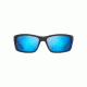 Maui Jim Kanaio Coast Polarized Wrap  Sunglasses,Matte Translucent Blue Black w/ Stripe,Blue Hawaii Lens B766-08C